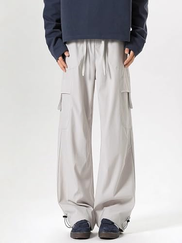 Men's Pants Summer American Techwear Workwear Wide-Leg Couple's Casual Trouser for Men4