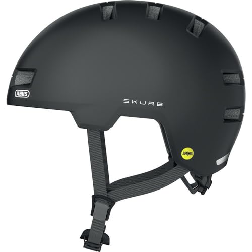 ABUS Stadthelm Skurb MIPS - Fahrradhelm mit zusätzlichem Aufprallschutz - zum Skaten, BMX-Fahren oder Longboarden - Schwarz Matt, Größe S
