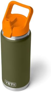 YETI Rambler 26 oz Bottle, Vacuum Insulated, Stainless Steel with Color Matching Straw Cap, Olive/King Crab Orange - 2