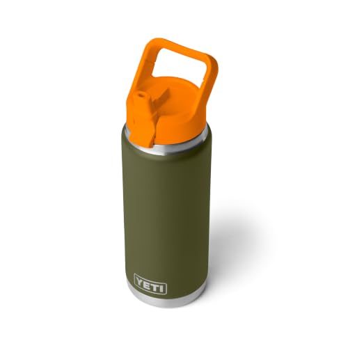 Image of YETI Rambler 26 oz Bottle, Vacuum Insulated, Stainless Steel with Color Matching Straw Cap