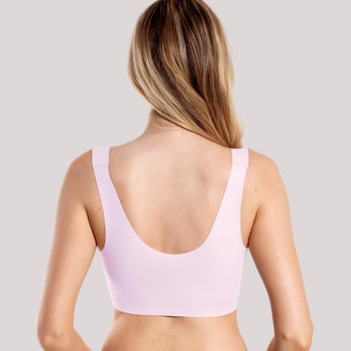 Image of Floatley to The T-Shirt Scoop Neck Bra for Women, Silky Comfort Wirefree Seamless Grip Band Pullover Bra with Removable Pads