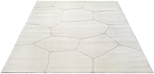 the carpet Everest, Modern Short Pile Rug, Living Room, Bedroom, with High-Low Effect, 3D Effect, High Pile Density and Pleasantly Soft, Honeycomb Pattern, Cream, 120 x 170 cm