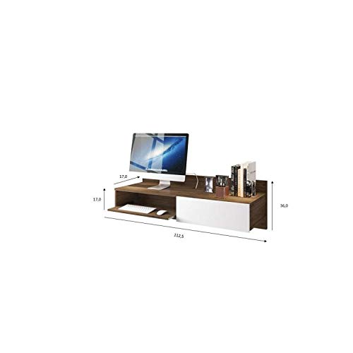 Escrivaninha Suspensa 1 Gaveta Small Móveis Leão Avelã/Branco