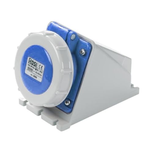 Presa industriale da parete, 220V 230V, 3 poli 2P+T, 16A, IP67 - Rosi 1002552