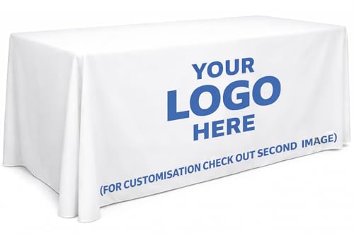 Elegant Event Essentials Mantel Rectangular Personalizado Con Logotipo O Texto Impreso, Logotipo De Negocios, Para Negocios, Ferias, Bodas, Cumpleaños (150 X 150 Centimentres)