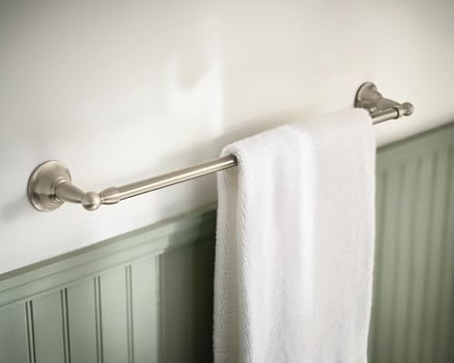 Image of Moen DN6824BN Sage 24-Inch Wall Mount Bathroom Single Bar Towel Bar, Brushed Nickel (Pack of 2)