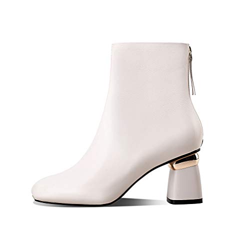 TinaCus Women's Handmade Genuine Leather Mid Chunky Heel Back Zip Up Comfortable Ankle Boots2