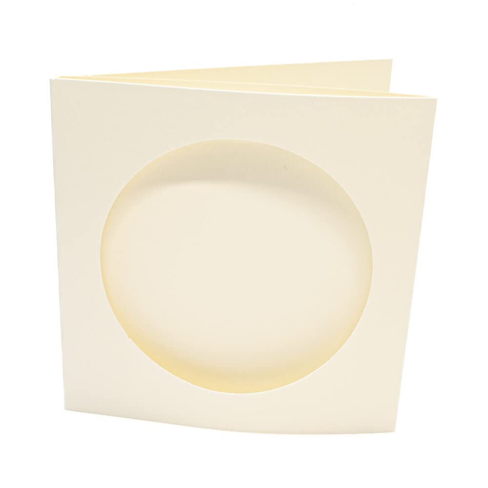 Cream Square Cards and Envelopes with Round Apertures for Cross Stitch - Pack of 10