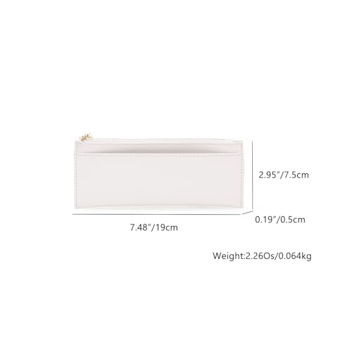Image of Pencil Pouch for Teens School Office Supplies Pencil Case Cosmetic Bag Zipper (Beige,Faux leather)