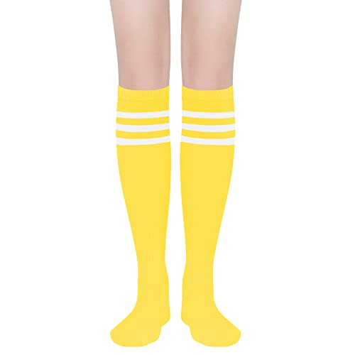 Image of DOOVID Casual Knee High Socks for Women Tube Socks Elasticity Athletic Socks Thin Stripe Knee High Stockings