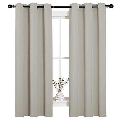 Image of NICETOWN Kitchen Curtains, Short Curtains for Bedroom Windows, Thermal Insulated Room Darkening Curtain Panels for Girls Room, Cafe (Natural, 34 inch W by 63 inch L, 1 Pair)