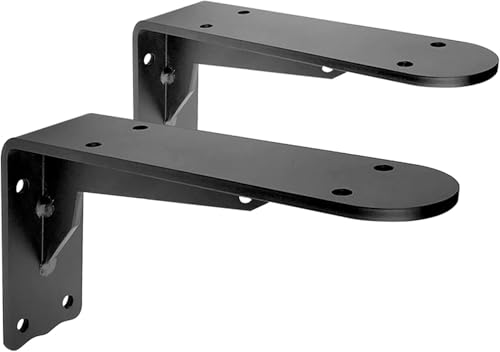Support en L mural robuste noir de 15x10cm pour étagères flottantes - 5