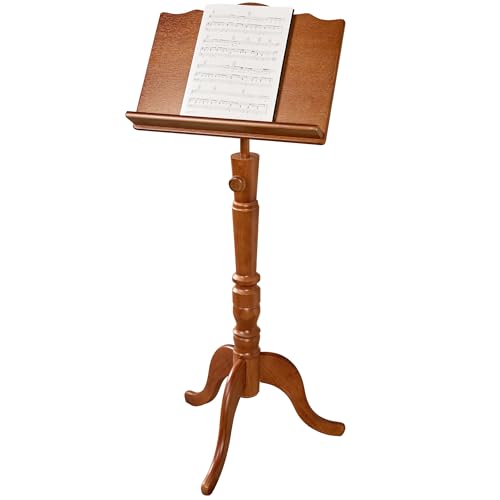 Touch of Class Ayden Music Stand Windsor Oak - Adjustable Height - Wooden Stands for Conductors, Stage, Theatre, Lectures