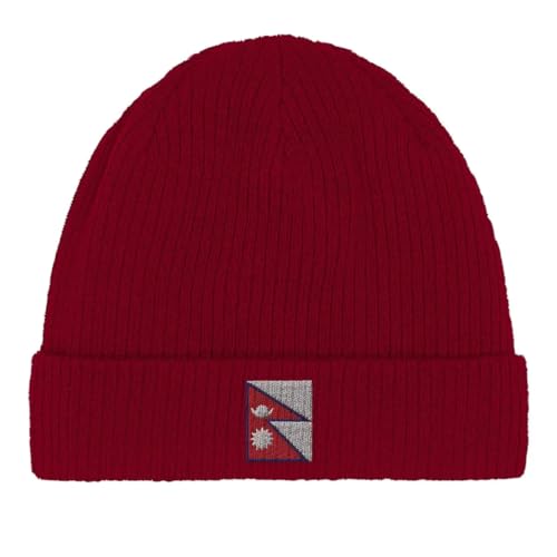 Bonnet en coton Drapeau du Népal avec broderie soignée et maille