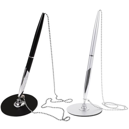 Stylo de bureau avec chaîne métallique pour accueil de restaurant et hôtel