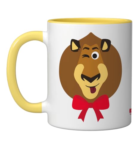 DreamWorks KouKou Alex The Lion Holiday Bow Ceramic Mug, Yellow/White, 11oz