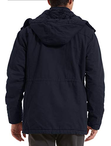 Image of Men's Winter Coats Thicken Military Jacket Fleece Cargo Outerwear with Removable Hood