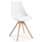 Diseño moderno Silla Ralf, natural y blanco