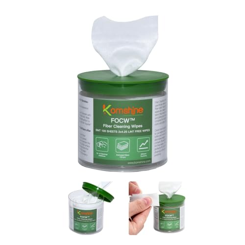 KOMSHINE Fiber Cleaner FC/SC/ST 2.5mm 1.25mm LC Bare Fiber Universal Connector Thick Non-Woven Fabric Material, Lint-Free FOCW Portable Size Thick Non-Woven Fabric Material, Lint-Free