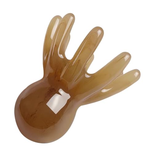 SHERCHPRY Peine jade pulpo peine de masajes masajeador de cabeza de pulpo cuero cabelludo herramienta para el cuero cabelludo masajeador de cabeza de punto de acupuntura resina Marrón claro