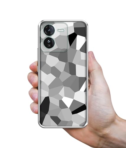 Image of Black & White Mathematical Shape Design Printed Silicon Soft TPU Back Case Cover for iQOO Z9 5G