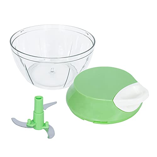 Mini Triturador Processador de alimentos manual alho cebola 3 Lâminas inox 550ml Top, Cor: (Verde)