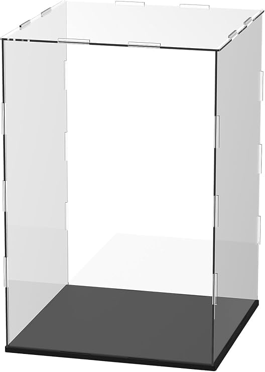 Image of RAPAL Clear Acrylic Display Case, 6 x 6 x 12 inch Self Assemble Small Display Box Stand with Black Base, Dustproof Protection Showcase for Collectibles Memorabilia Figurines