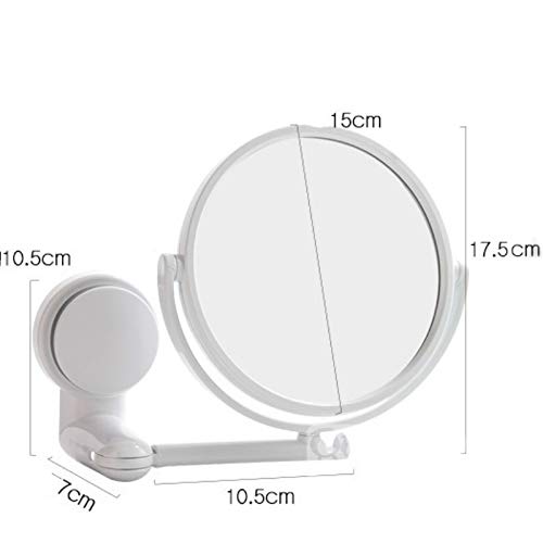 Tiamu Modern Drill-Free Bathroom Mirror 2 Side Makeup Vanity Shave Mirrors Wall Suction Folding rm Extend Round Bath ccessories
