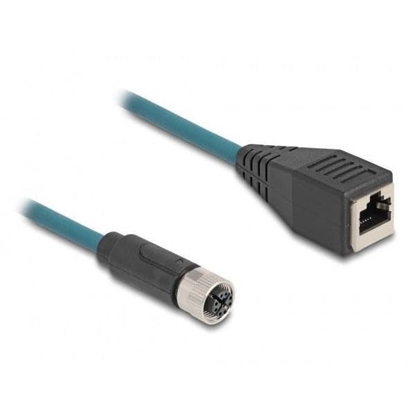 DeLOCK 60070 - Cable adaptador M12 codificado en X de toma de 8 clavijas a toma RJ45 50 cm