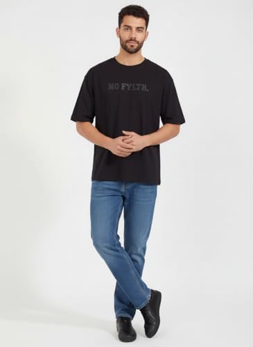 Image of FYLTR Men's Relaxed Fit Oversized T-Shirt | Cotton Blend | Round Neck and Half Sleeves Casual T-Shirt | Comfortable Summer Wear