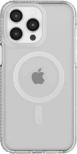Coque iPhone 15 Pro Max tech21 Evo Crystal rigide transparente MagSafe en titane blanc