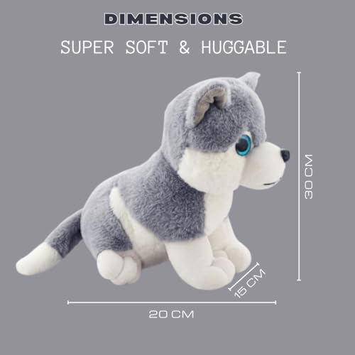 Image of Husky Dog Soft Toys | Super Plush Stuffed Animal for Kids, Boys & Girls | Adorable Ultra Soft & Cuddly Gift Toy for Birthday, Baby & Toddler | Realistic & Safe Plush Dog Toy