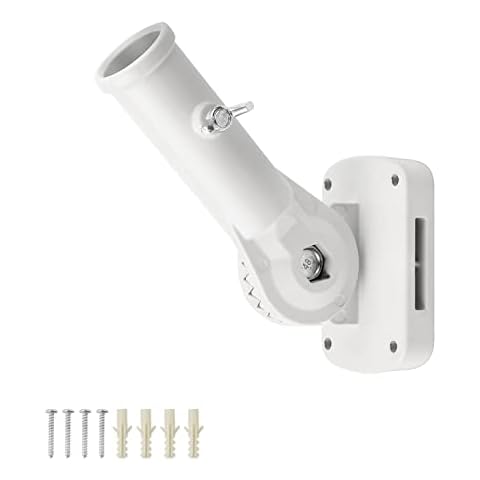 MYLERCT Adjustable Flagpole Mount, White Wall Mount Flag Pole Holder, with Expansion Tube, Screw, Adjustable 180 Degree Aluminum Alloy Flagpole, Suitable for Flag Installation Cover