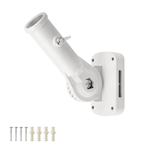 MYLERCT Regolabile Supporto Pennone, Bianco Colore Staffa Attacco per Asta Bandiera, con Tubo di Espansione, Viti, Regolabile a 180 Gradi Staffa per Bandiera in Lega, per Installazione Bandiera