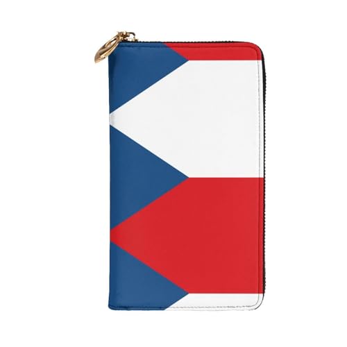 Flag of the Czech Republic printing Women's leather long handheld wallet large capacity credit card zipper bag2