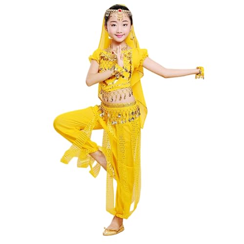 Conjunto de baile oriental para niñas con acabados de tela suave y falda elástica