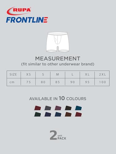 Image of Rupa Frontline Long Trunk for Men, 100% Cotton Material, Outer Elastic, Pack of 2
