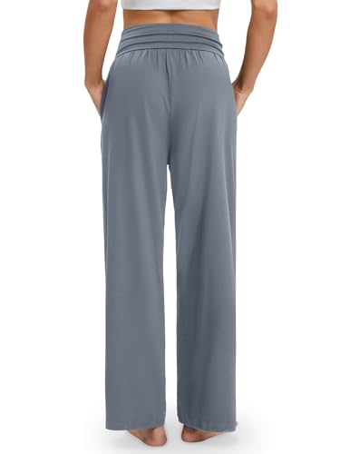 Image of Gracyoga Wide Leg Yoga Pants for Women Casual Loose Cozy Sweatpants High Waisted Lounge Pajama Flowy Pants With Pockets