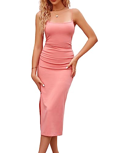 Robe midi moulante VIDUSSA dos nu idéale pour vos soirées d'été et cocktails branchés rose