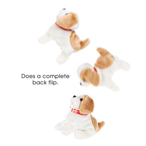Happy Trails Interactive Plush Puppy Toy– Battery Operated Dog That Walks, Barks and Does Back Flips, Soft and Snuggly Fur, Stuffed Animal Robot , Brown