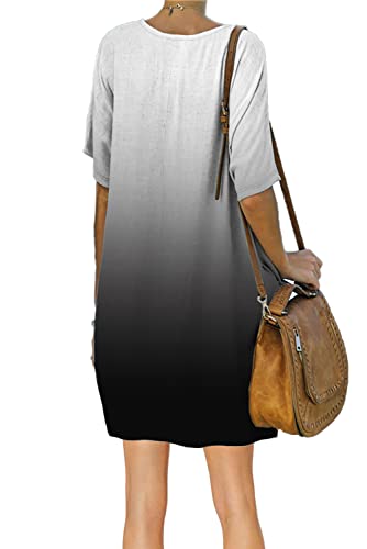 Image of Women's Casual Summer T Shirt Dress Elastic Loose Short Sleeve Dress with Pocket for Women