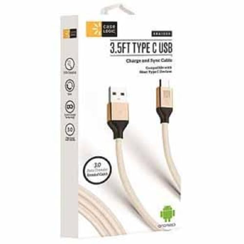 Trenza tipo C de 3.5 pulgadas BYTECH cable adaptador de audio nailon gris