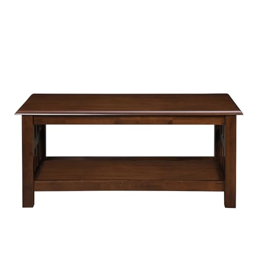 Image of Royaloak Sepang Malaysian Wooden Coffee Table | Beveled Design with Solid Wood Veneer | Sturdy Solid Wood Legs | Bottom Shelf for Extra Storage | Ideal Cofee Table Wooden for Contemporary Living Rooms