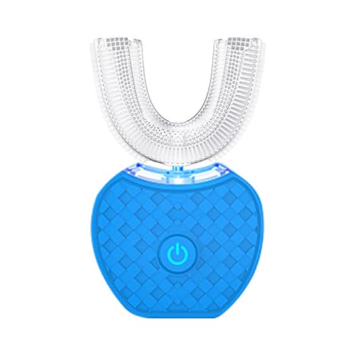 AOUTN電動音波歯ブラシ、歯ガード、口腔洗浄ブラシ、口腔洗浄ツール、U字型、成人の歯のホワイトニング、磁気充電、自動洗浄、360度回転。 (ブルー)
