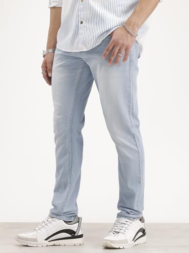 Image of WROGN Men's Cotton Stretch Jeans | Solid | Slim Fit | Mid Rise