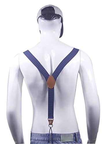 Image of Mens Suspenders with 3 Swivel Hooks Belt Loops 1.4 Inch Wide Heavy Duty Adjustable Braces