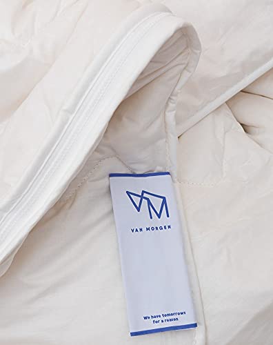 Edredón de lana Van Morgen blanco manta cama doble nórdico natural 3