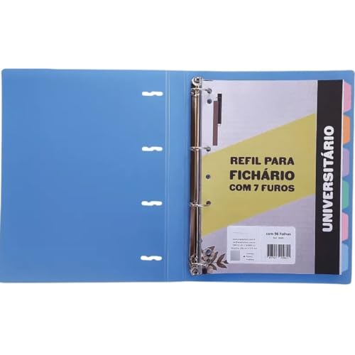 ACP Caderno Fichário Argolado Pastel PP C/Bloco + 6 Divisórias (Azul)