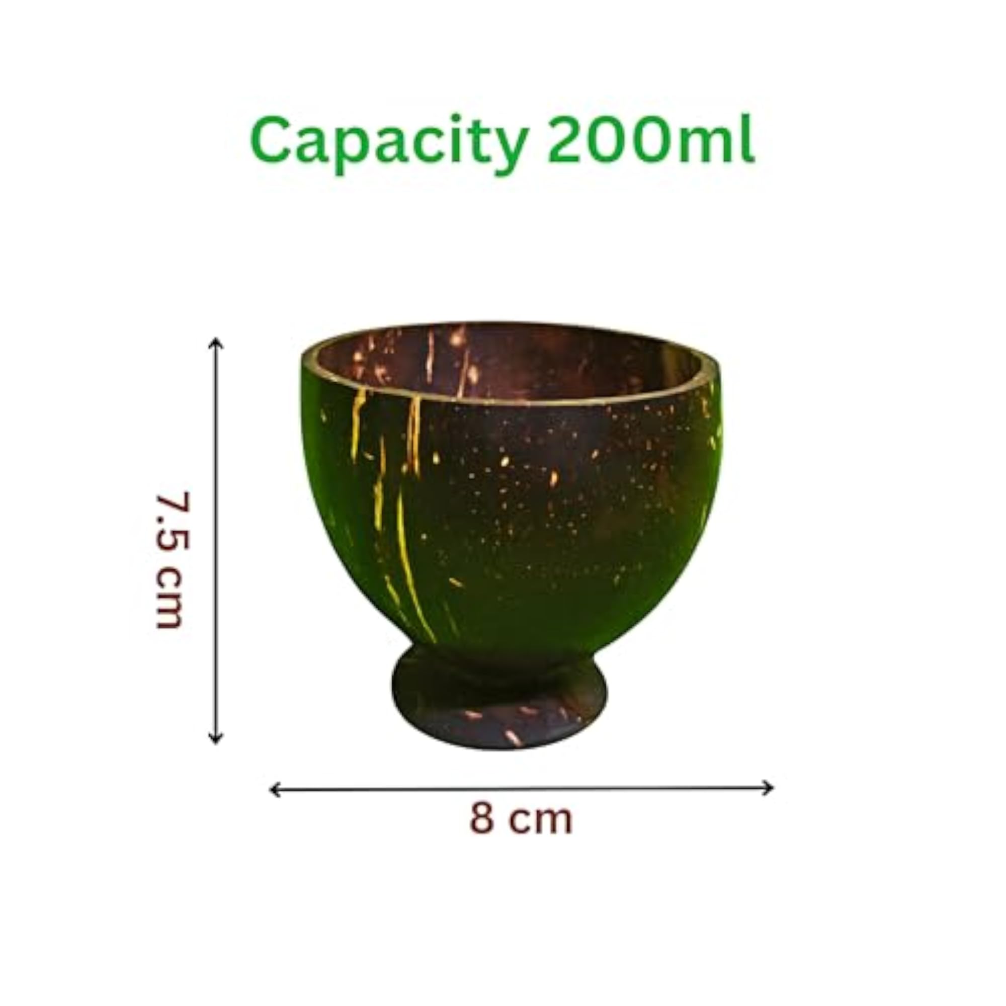 Durable Heavy-Duty Coconut Shell Bowl with Base, Glossy Finish