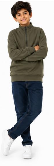 Image of T2F Boys Cotton High Neck Oversized Fit DropShoulder Sweatshirt
